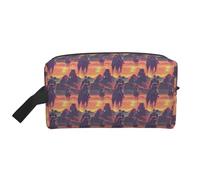 Cyber Retro Western Cowboy Print Toiletry Bag per uomo e donna, borsa da viaggio per articoli da toeletta borsa cosmetica, da appendere per accessori da viaggio