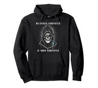 Cyber Security Hacker Cranio Etico Computer Privacy Umorismo Felpa con Cappuccio