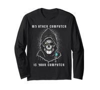 Cyber Security Hacker Cranio Etico Computer Privacy Umorismo Maglia a Manica