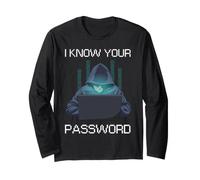 Cyber Security Password Umorismo Hacker etico IT PRO Meme Maglia a Manica