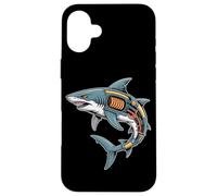 Cyber Shark Futuristico Sea Predator Mecha Design Custodia per iPhone 16 Plus