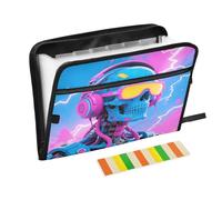Cyber Skull Blue Fisarmonica File Organizer 13 Tasche Espandibile Cartella File con Etichette Bill Ricevute Documenti Holder
