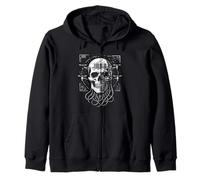 Cyber Skull Glitch Futuristico Goth Urban Techwear Estetica Felpa con Cappuccio
