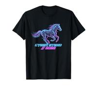Cyber Steed 2026 Futuristic Horse Retro Gamer Design Maglietta