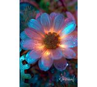 Cyber Sunflower Journal - Glowing Metal Sunflower Notebook | Surreal Cyberpunk Rust Art: A Peaceful, Glowing, High-Detail with Dreamy Zen Vibe