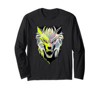 Cyber Wolf Futuristico Animal Design Maglia a Manica