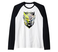 Cyber Wolf Futuristico Animal Design Maglia con Maniche Raglan