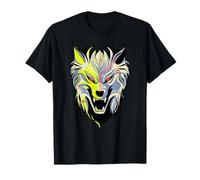Cyber Wolf Futuristico Neon Animal Design Maglietta