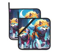Cyber Wolf Pack Prints, presine quadrate resistenti al calore (set di due), 20,3 x 20,3 cm, tessuti di qualità, antiscottatura e facili da pulire