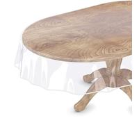 Cyberlight Tovaglia ovale trasparente, 152 x 228 cm, in plastica trasparente, impermeabile, per sedie da 4-6 posti, protezione per tavolo