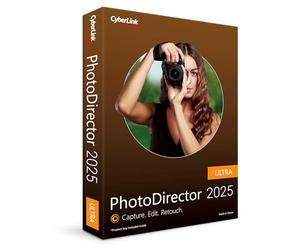 CyberLink PhotoDirector 2025 Ultra - AI Photo Editing | Graphic Design Software for Windows | Box with Download Code