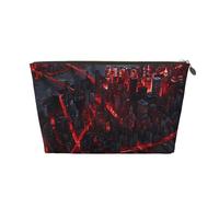 Cyberpunk - Borsa per il trucco con luci e paesaggio urbano, trousse da viaggio per articoli da toeletta da donna, borsa per il trucco in pelle, graziosa borsa per il trucco, Oro, Taglia unica