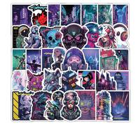 Cyberpunk e Punk, 50 pezzi, impermeabili, alla moda, Cyberpunk, per bottiglia d'acqua, skateboard, bagagli, cellulare, laptop, biciclette, auto, in vinile, divertenti, per adulti e bambini