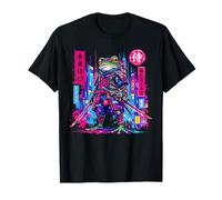 Cyberpunk Frog Samurai Anime Giapponese Katana Warrior Giappone Maglietta