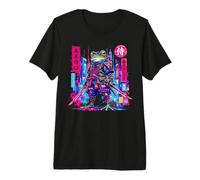 Cyberpunk Frog Samurai Anime Giapponese Katana Warrior Giappone Maglietta Premium