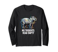 Cyberpunk Glitch Vaporwave No Thoughts Empty Capybara Vibes Maglia a Manica