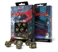 Cyberpunk Red Wet Work Set Dadi RPG 7 Pezzi Neri Gialli Q-Workshop D&D