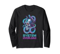 Cyberpunk Skull System Overload Octupus Techno Rave Art Maglia a Manica