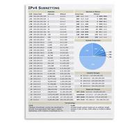 Cybersecurity Study Poster IPv4 Subnetting Quick Guide CIDR Subnet Classful Ranges For IT Students Engineers Office(Framed,16x24inch(40x60cm))