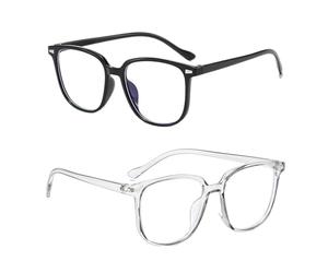 Cyberwork 2 Pezzi Occhiali anti Luce Blu Uomo Donna, Leggeri e Confortevoli, Anti Affaticamento, Ideali per Gaming, PC, Lavoro al Computer, Studio e Lettura, Non Graduati +0,00 (Grigio e Nero)