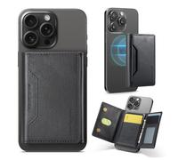 Cyberwork Portafoglio MagSafe Magnetico in Pelle PU, Blocco RFID, Magnete N52, 8 Scomparti Carte, 3 Tasche Monete + 1 Finestra ID, Porta Tessere Elegante per iPhone 17/16/15/14/13/12, Nero