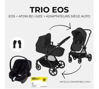 CYBEX EOS BLACK Moon Black Trio Stroller Pack: passeggino convertibile 2in1 + seggiolino auto Aton B2 i-size + amaca per navicella convertibile