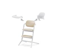 CYBEX Gold LEMO Seggiolone 3-in1, Per Crescere Insieme a Voi, 6 Mesi - 99 Anni, Utilizzabile dalla Nascita con Sdraietta CYBEX, Include Sedile per Bambini e Vassoio, Alluminio/Plastica, Sand White