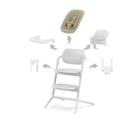 CYBEX Gold LEMO Seggiolone 4-in-1, 0 - 99 Anni, Dalla Nascita, Include Sdraietta, Sedile per Bambini, Vassoio, Riduttore per Neonati, Poggiatesta e Adattatore, Alluminio/Plastica, All White (Bianco)