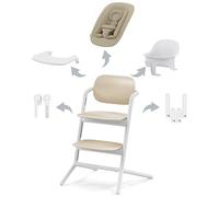 CYBEX Gold LEMO Seggiolone 4-in-1, 0 - 99 Anni, Dalla Nascita, Include Sdraietta, Sedile per Bambini, Vassoio, Riduttore per Neonati, Poggiatesta e Adattatore, Alluminio/Plastica, Sand White (Bianco)