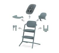 CYBEX Gold LEMO Seggiolone 4-in-1, 0 - 99 Anni, Dalla Nascita, Include Sdraietta, Sedile per Bambini, Vassoio, Riduttore per Neonati, Poggiatesta e Adattatore, Alluminio/Plastica, Stone Blue (Blu)