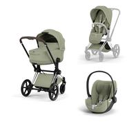 CYBEX - Trio Priam Style Sage Green con Telaio Chrome Brown e Seggiolino Auto Cloud-T