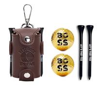 CybGene Boss Gifts for Men - Porta palline da golf e tee con 2 palline e 2 tee, accessori da regalo per uomo