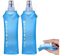 CybGene Bottiglia Acqua Ripiegabile, Borraccia da Idratazione in TPU per Sport, Senza BPA, Leggera, Portatile, Duratura, Senza Sapore per Escursioni, Ciclismo e Arrampicata (Blu, 500ml*2)