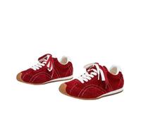 CYBHSM - Scarpe da ginnastica da donna, stile retrò, in pelle, stile esercito tedesco, vintage, con lacci, con punta in gomma grezza, doppio pizzo, stile casual