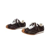 CYBHSM - Scarpe da ginnastica da donna, stile retrò, in pelle, stile esercito tedesco, vintage, con lacci, con punta in gomma grezza, doppio pizzo, stile casual