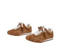 CYBHSM - Scarpe da ginnastica da donna, stile retrò, in pelle, stile esercito tedesco, vintage, con lacci, con punta in gomma grezza, doppio pizzo, stile casual