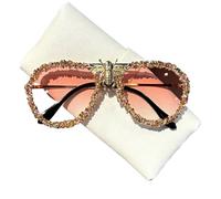 CYBHSM UV400 - Occhiali da sole oversize da donna, montatura con strass e decorazione a forma di ape, alla moda, stile retrò