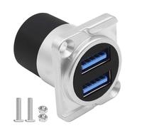 CybNemo Adattatore doppio USB 3.0 per montaggio a pannello, USB tipo A da doppia femmina a 2 accoppiatori femmina a 2 accoppiatori femmina a montaggio fisso per passaggio di tipo D integrato