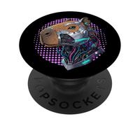 Cyborg Cyberpunk Capybara Cybernetic per Uomini Donne Bambini PopSockets PopGrip Adesivo