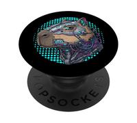 Cyborg Cyberpunk Capybara Cybernetic per Uomini Ragazzi Bambini PopSockets PopGrip Adesivo