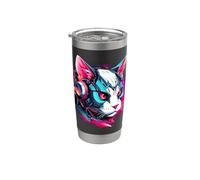 Cyborg Cyberpunk Cat Cybernetic Cat Uomini Donne Bambini Bicchiere termico in acciaio inox doppia parete