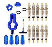 CYCEARTH 10 Pezzi Presta/Schrader Valve Core, 4 Pezzi In Lega di Valvola del Pneumatico, 4 IN 1 Strumento di Rimozione, Cerchio di Conversione Dado Per Tubeless Strada/MTB Della Bici