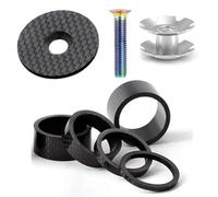 CYCEARTH Kit distanziale per cuffie in fibra di carbonio 3 K 3 5 10 15 20 mm+ tappo superiore + dado a stella + bullone in titanio per steli e forcelle da 28,6 mm
