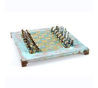 Cycladic Art Chess Set - Bronze Material - Blue Oxidized Chess Board