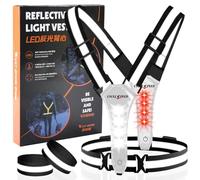 CYCLESPEED Gilet da corsa a LED con retroilluminazione rossa, luci da corsa ad alta visibilità per corridori, gilet elastico regolabile per passeggiate notturne, attrezzatura da corsa ricaricabile