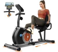 Cyclette Da Casa Con 16 Livelli Di Resistenza Magnetica, Monitor Digitale LCD, Sedile Confortevole Regolabile Ergonomica Recumbent Ergometro Per Adulti Anziani Ciclismo Fitness Fino a 120 KG (Nero)