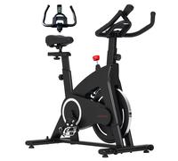 Cyclette Magnetica con Volano 10 kg Sedile e Manubrio Regolabili Monitor LCD e Porta Tablet Nero