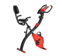 Cyclette Magnetica Pieghevole con Display LCD in Acciaio Rossa