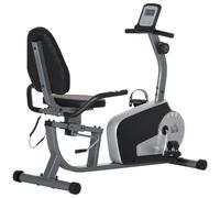 Cyclette Orizzontale 8 Livelli di Resistenza 122-137x62x103 cm con Monitor LCD 2 Ruote Nero