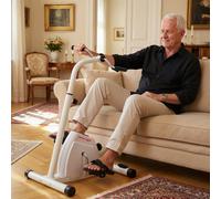 Cyclette per Riabilitazione Braccia e Gambe con Altezza e Resistenza Regolabili, Display LCD, Bianco
